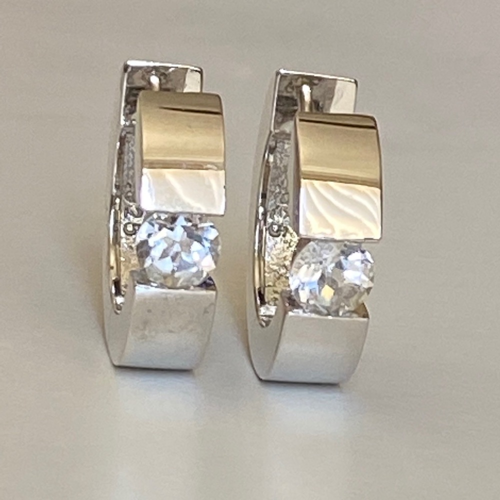 💎 Real topaz 925 silver earrings clear genuine stones - Picture 2 of 7